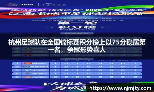杭州足球队在全国锦标赛积分榜上以75分稳居第一名，争冠形势喜人